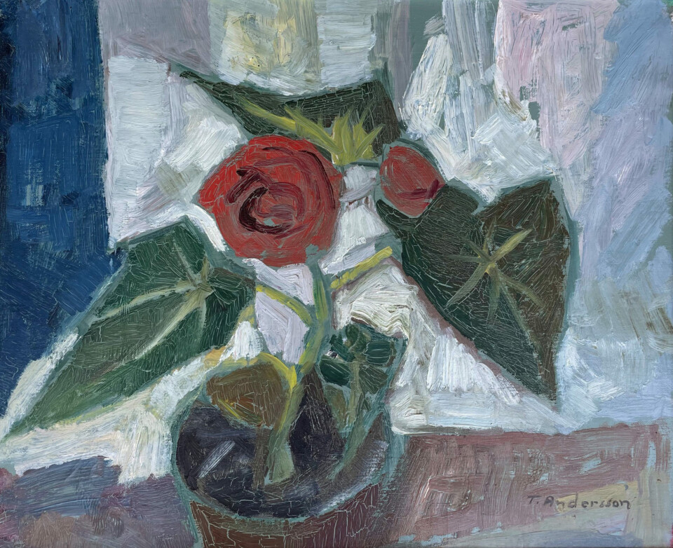 Odaterat blomsterstilleben av Tor Andersson. Privat ägo.