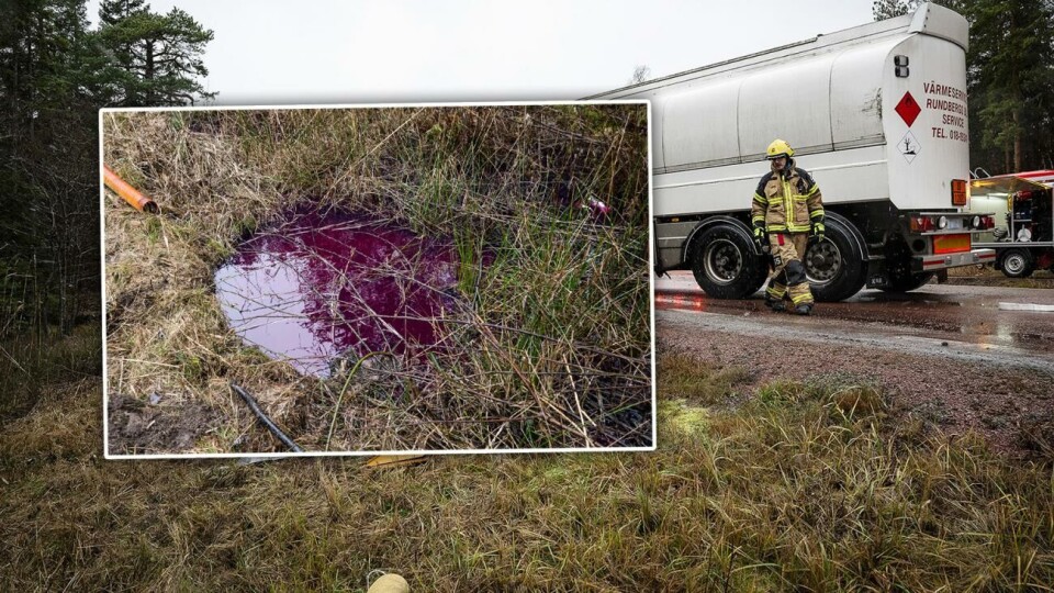 Området där brännoljan har läckt ut misstänks vara cirka 300 kvadratmeter.