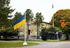 290922 , 29092022 , 20220929 , Ukraina flagga utanför ryska konsulatet , Ukrainaplatsen