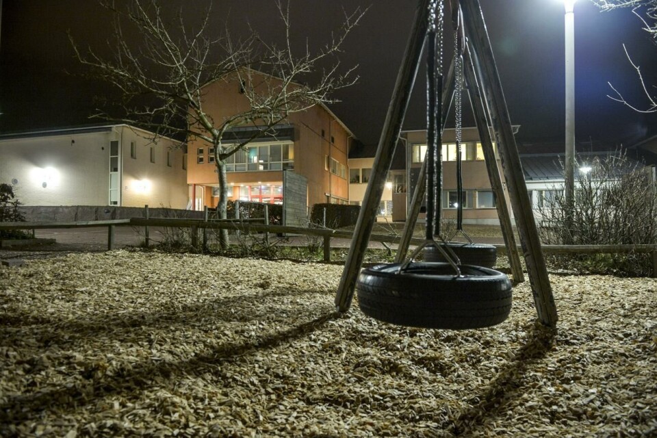 Tanken är att det nya dagiset i Strandnäs ska länkas samman med skolans norra byggnad. Strandnäs skola , Covid-19, covid, corona , pandemi
