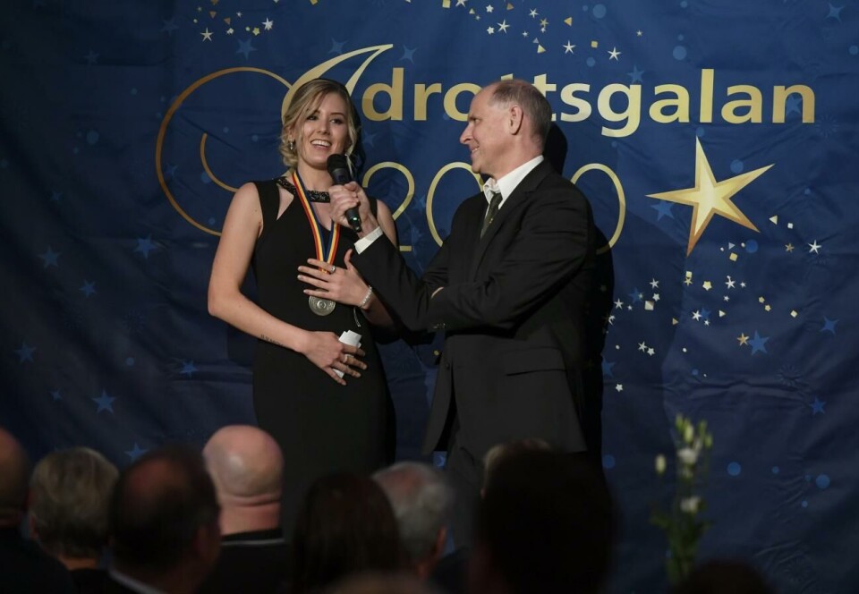 Tidigare i år prisades dragraceföraren Ida Zetterström som Årets kvinnliga idrottare 2020. Här ser vi henne på Idrottsgalan året innan, då hon mottog Ålandstidningens bragdmedalj. Foto: Robert Jansson