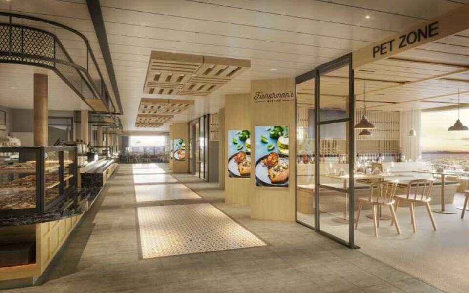 Njut av skärgården tillsammans med Finnlines Bild av inredningen på fartygets restaurangdeck