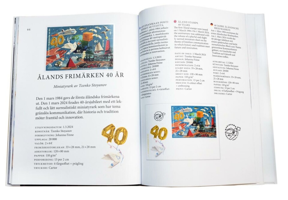Åland Post tog beslutet att sluta med de fysiska böckerna i samband med att man firar 40 år av egna frimärken. Foto: Robert Jansson Åland Post tog beslutet att sluta med de fysiska böckerna i samband med att man firar 40 år av egna frimärken. Robert Jansson
