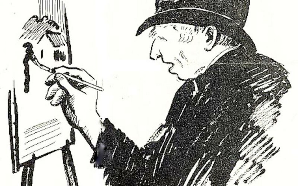 Santeri Salokivi: karikatyr av målarvännen och målareleven Erik Göransson.Foto: