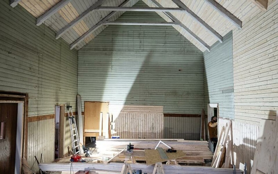Det blir högt i tak i gymnastiksalarna, som ska kunna användas som festlokal.Foto: DANIEL ERIKSSON