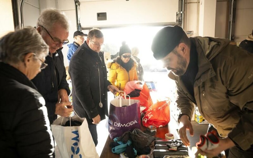 Insamling för hjälpsändning till Ukraina. Foto: DANIEL ERIKSSON