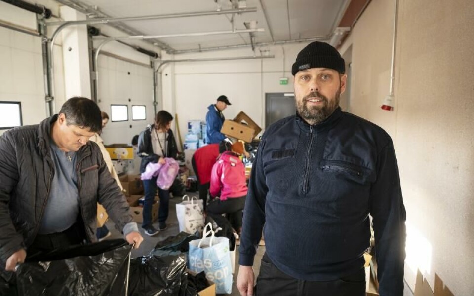Insamling för hjälpsändning till Ukraina. Foto: DANIEL ERIKSSON