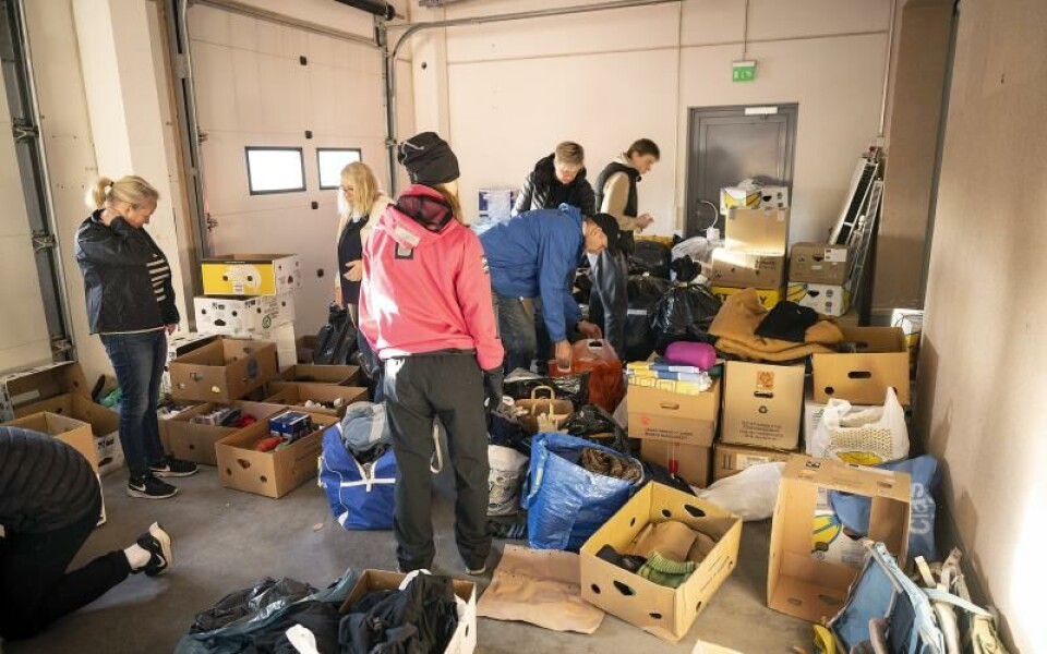 Insamling för hjälpsändning till Ukraina. Foto: DANIEL ERIKSSON