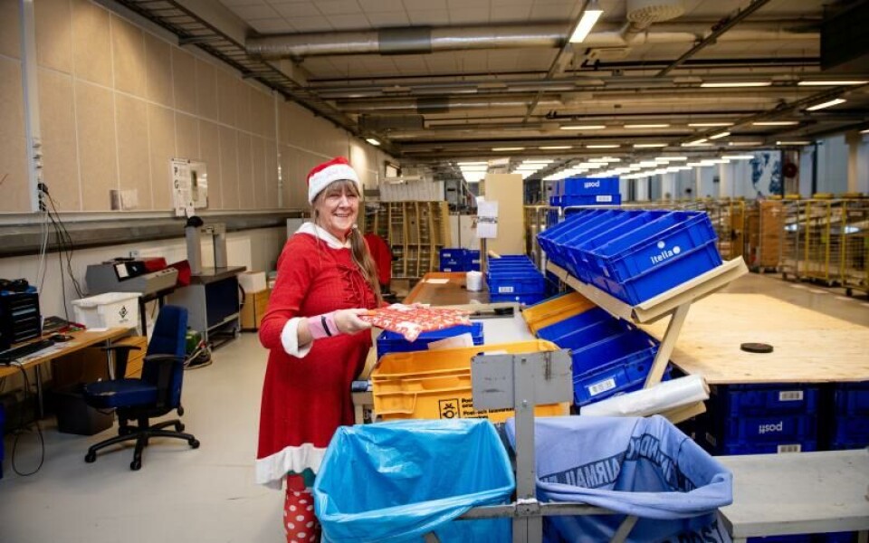 Koordinatorn Viveka Sjöberg sprider glädje i full julmundering. Foto: Hülya Tokur-Ehres