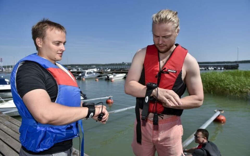 Poppe Mkrinen, Casimir Uotinen, William Nord, Jetboard-test, Lilla holmen, sommar, vattensporterFoto: Hlya Tokur-Ehres