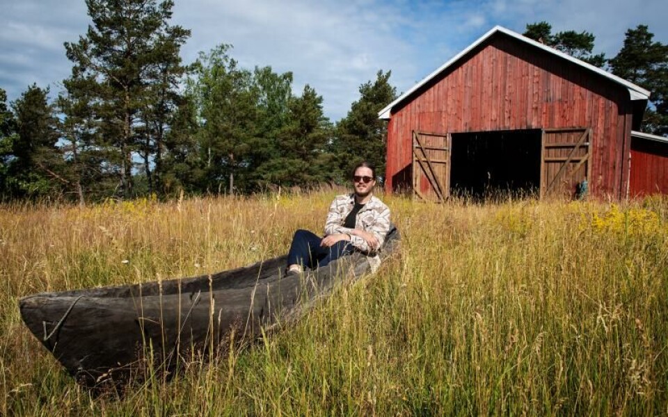 Jettböle stenåldersboplats. Erik Samuelsson inför JettböledagenFoto: Daniel Eriksson