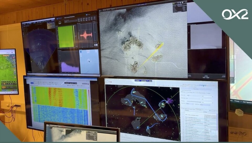 Så här såg det ut när säkerhetstestet genomfördes. På skärmen uppe till höger syns Lilla Båtskär, som utgjorde platsen för experimentet. Bilden är hämtad ur ett filmklipp som OX2 lagt ut på webben. Så här såg det ut när säkerhetstestet genomfördes. På skärmen uppe till höger syns Lilla Båtskär, som utgjorde platsen för experimentet. Bilden är hämtad ur ett filmklipp som OX2 lagt ut på webben.