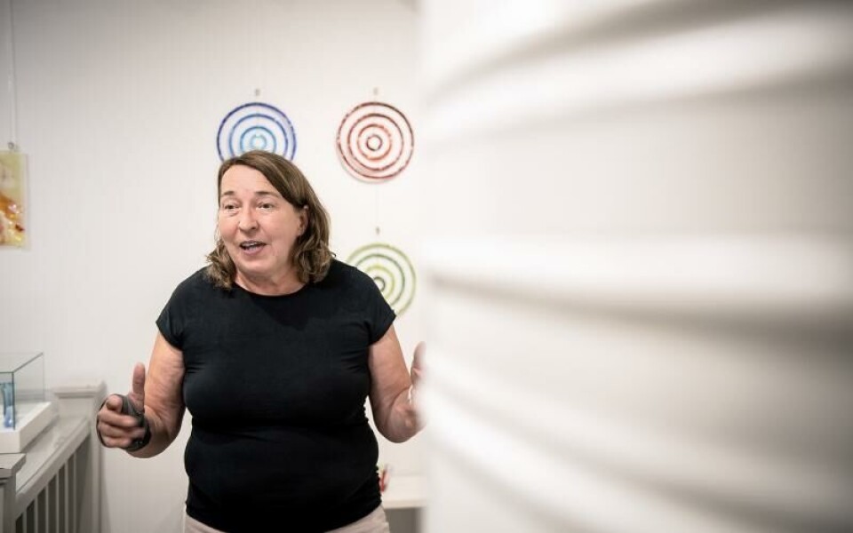 Ritva Saloranta har skapat glaskonst i 25 år.<@Fotograf>bild: Hülya Tokur-EhresFoto: Hulya Tokur Ehres