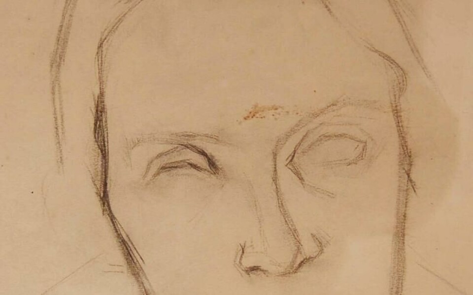 Hanna Svanström Lodenius: Ofullbordat porträtt av Sigrid Schauman. Blyertsteckning. Tillhör Önningebymuseet.Foto: