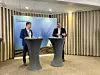 Specialsakkunnig i integration Dan Sundqvist och social- och hälsovårdsminister Arsim Zekaj (S) presenterade Ålands plan för integration 2024–2027.