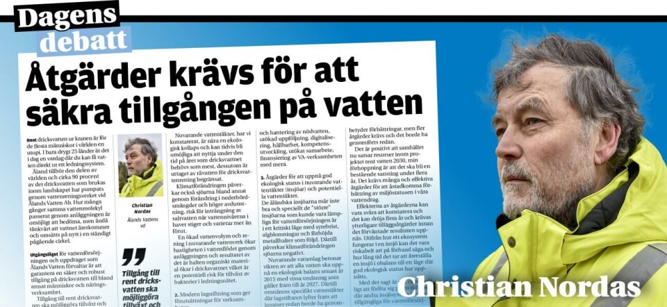 Åtgärder krävs för att säkra tillgången på vatten