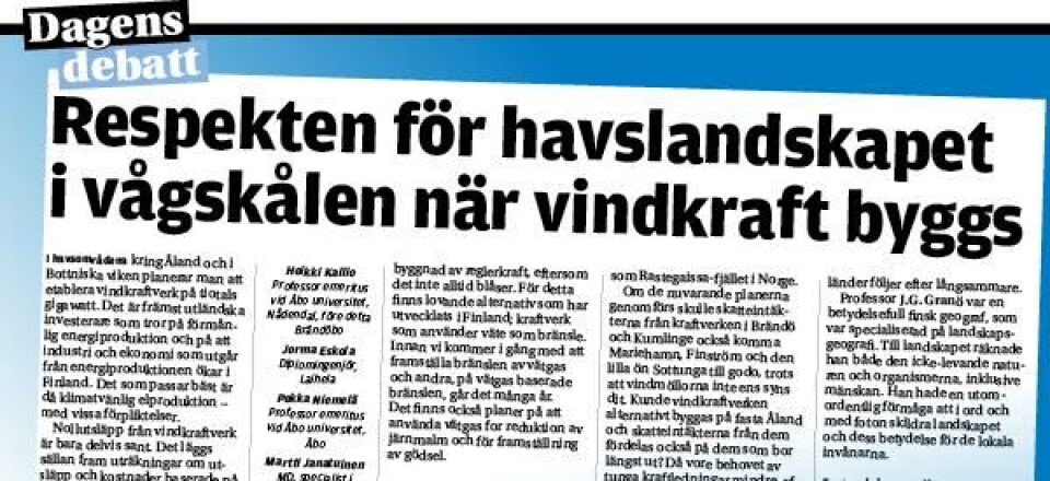 Respekten för havslandskapet i vågskålen när vindkraft byggs