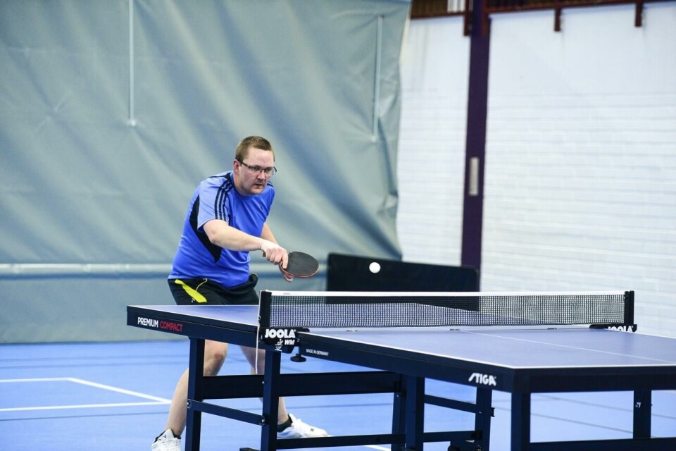 Johan Sirén vann ÅM-finalen mot Alistair Waterhouse med 3–1 i set. Bilden är från ett annat tillfälle. ÅM, bordtennis, pingis, Godbyhallen, Johan Sirén@Foto:Hülya Tokur-Ehres