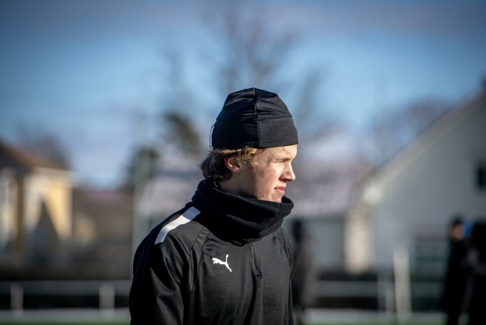 19-åriga målvakten Aleksi Partanen fanns med på torsdagens träning.