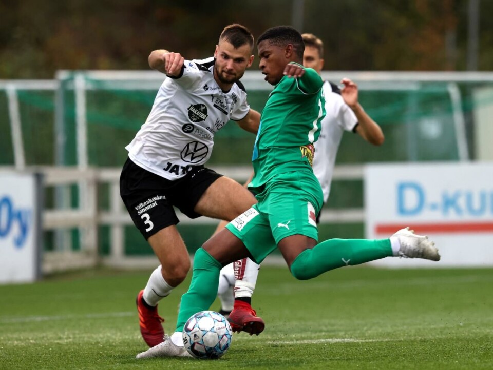 Yanga Baliso slog till med sin första fullträff i bortamatchen mot FC Haka förra helgen. Fotboll, IFK Mariehamn, Yanga Baliso