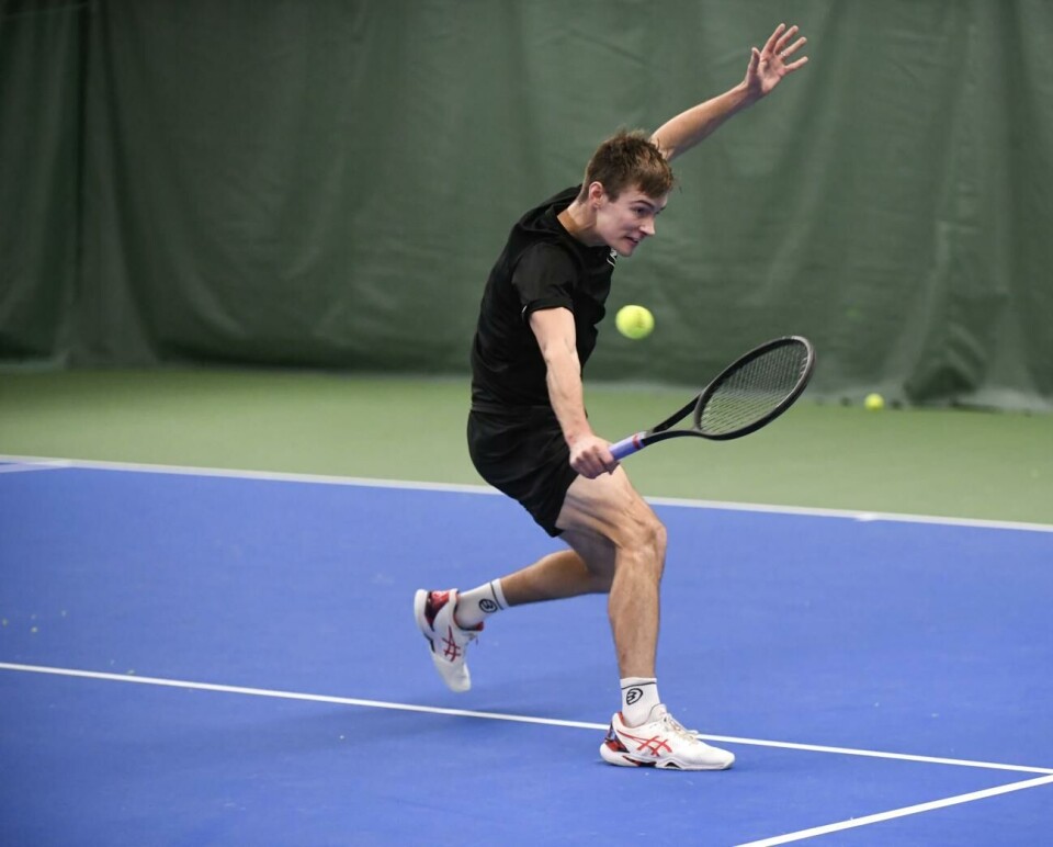 MLK:s herrar fick bara en poäng med sig hemma mot HTK, efter att Sean Bailey (bilden) vunnit sin singelmatch. Foto: Robert Jansson