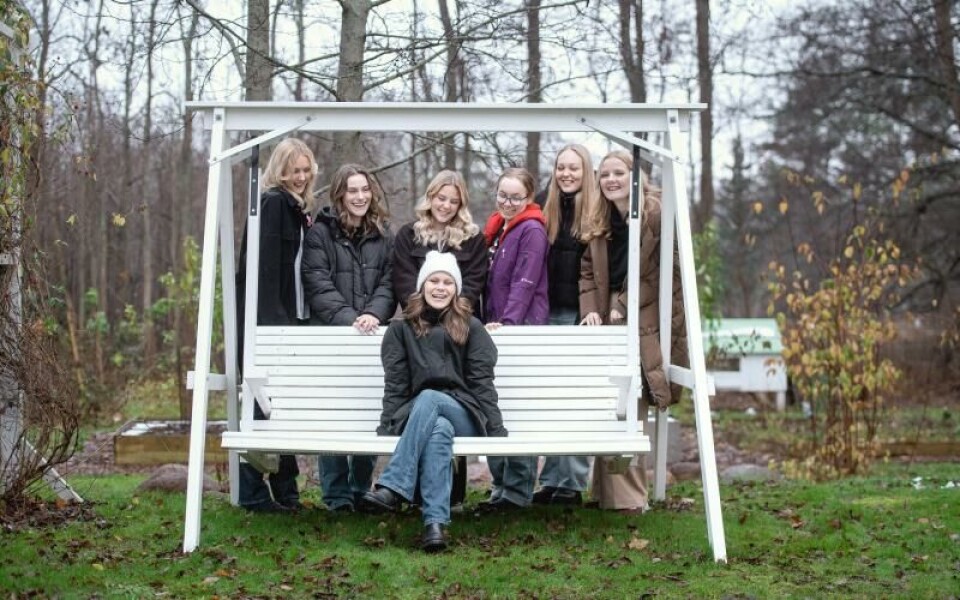 Årets Lucia, Lucia 2022, Lucia, Tindra Karlsson, Emilia Stranvik, Klara Westerholm, Emma Sahlin, Smilla Påvall, Elin Lindholm, Fanny JörgensenFoto: Hülya Tokur-Ehres
