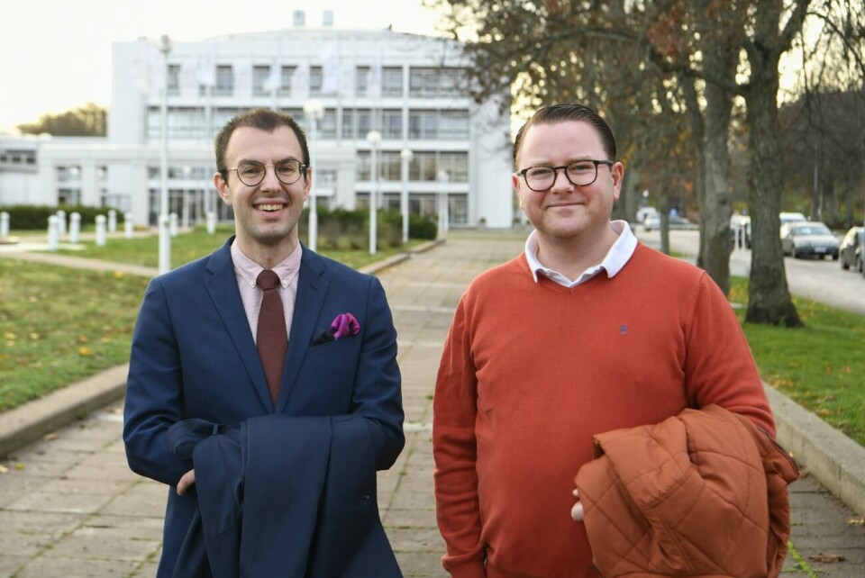 Hållbart initiativs lagtingsduo, Simon Holmström (vänster) och Alfons Röblom har lämnat in 35 motioner. 101122 , 10112022 , 20221110 , Hållbart initiati , HI , Simon Holmström (vänster) , Alfons Röblom