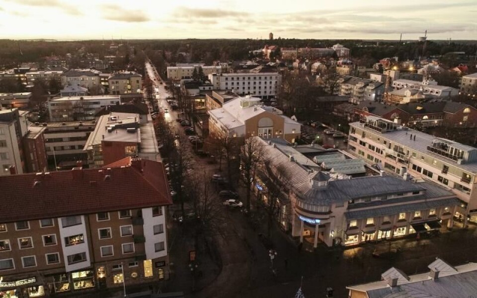 Flygbild, flygfoto, dönarfoto, Mariahamn centrum, Apoteksgården, NordeaFoto: Daniel Eriksson