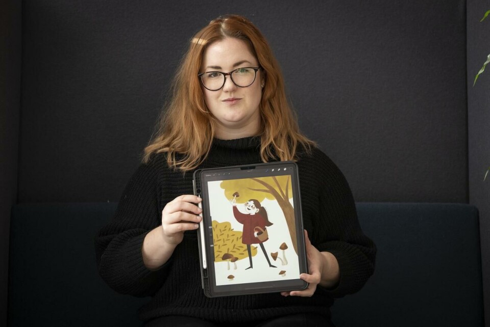 ”Vissa går från hundra procent anställning till hundra procent frilans, där är jag fortfarande i processen, i övergången”, säger illustratören Amanda Valkonen. Amanda Valkonen