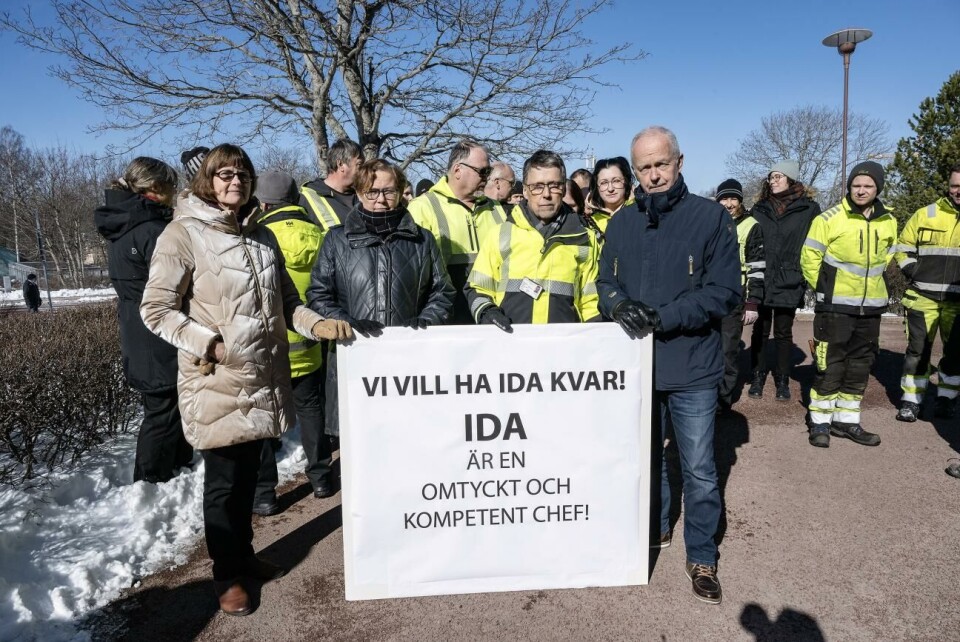Manifestation för Ida Mann utanför stadshuset Mariehamns stad, Manifestation för Ida Mann