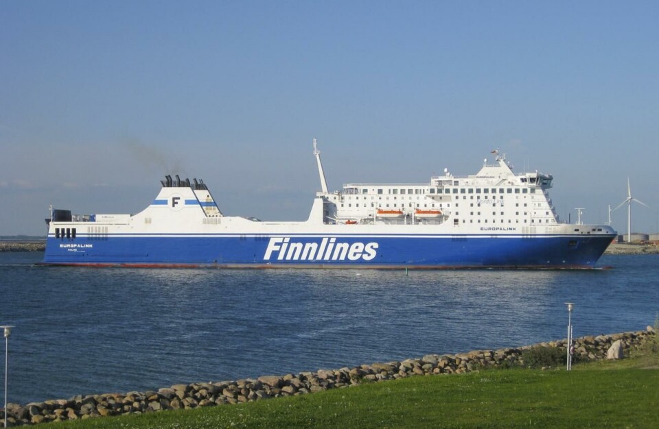 Haveri på Europalink – avgångar inställda Finnlines ersätter i slutet av januari fartyget Finnfellow med det större fartyget Europalink.@Foto:Jorchr/Wikimedia