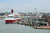 Helsinki, Finland - June 14, 2008: Cruiseferry MS Gabriella moors to the Viking Line Terminal in the South Harbor of Helsinki. The ship was built in 1992 as Frans Suell for Euroway. Between 1994 and 1997 she sailed as Silja Scandinavia for Silja Line. In 1997, she was delivered to Viking Line, renamed Gabriella and enterd to service on the Helsinki-Stockholm route. In 2008, Gabriella was rebuilt at Oresundsvarvet in Landskrona, Sweden.