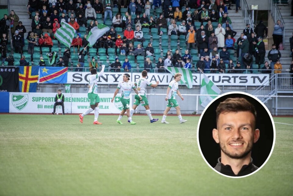 IFK Mariehamn har gjort klart med ny fystränare, Angelos Barbas (infälld i bild). Jayden Reid, Adam Larsson, Sebastian Dahlström och Kalle Wallius efter 2–0-målet.Hülya Tokur-Ehres