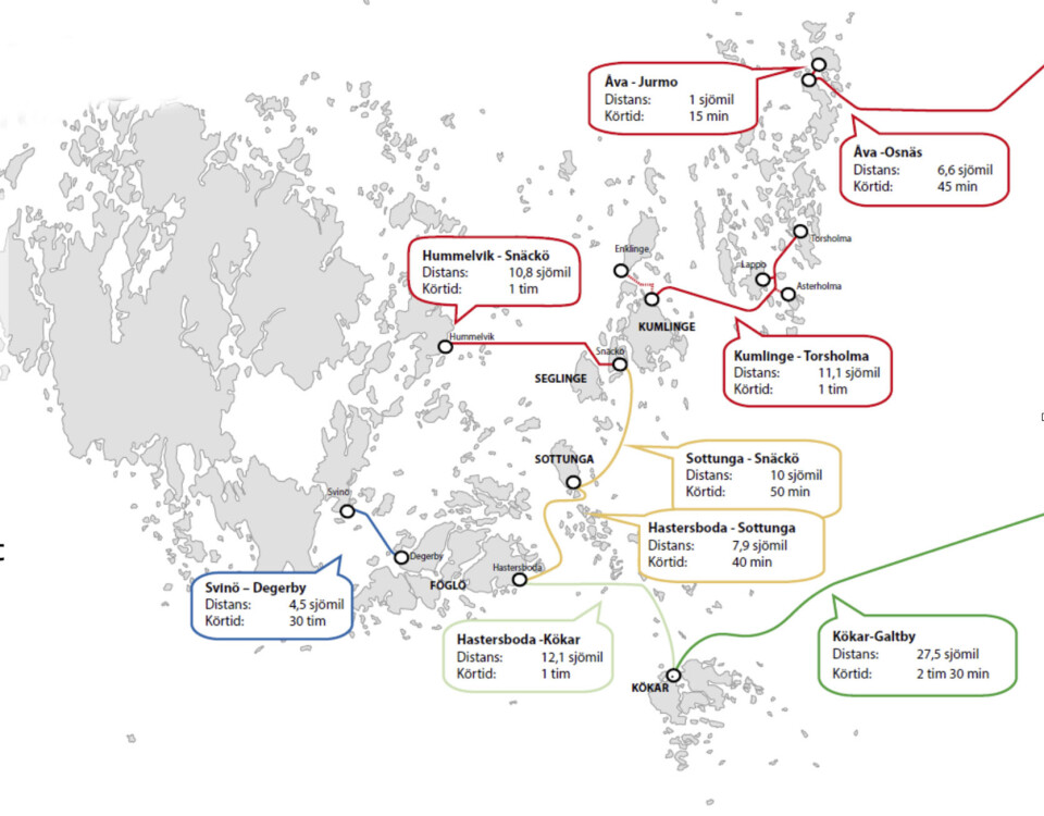 Tjänstemännens förslag för skärgårdstrafiken bygger på korta färjpass och en utökad kollektivtrafik på land.